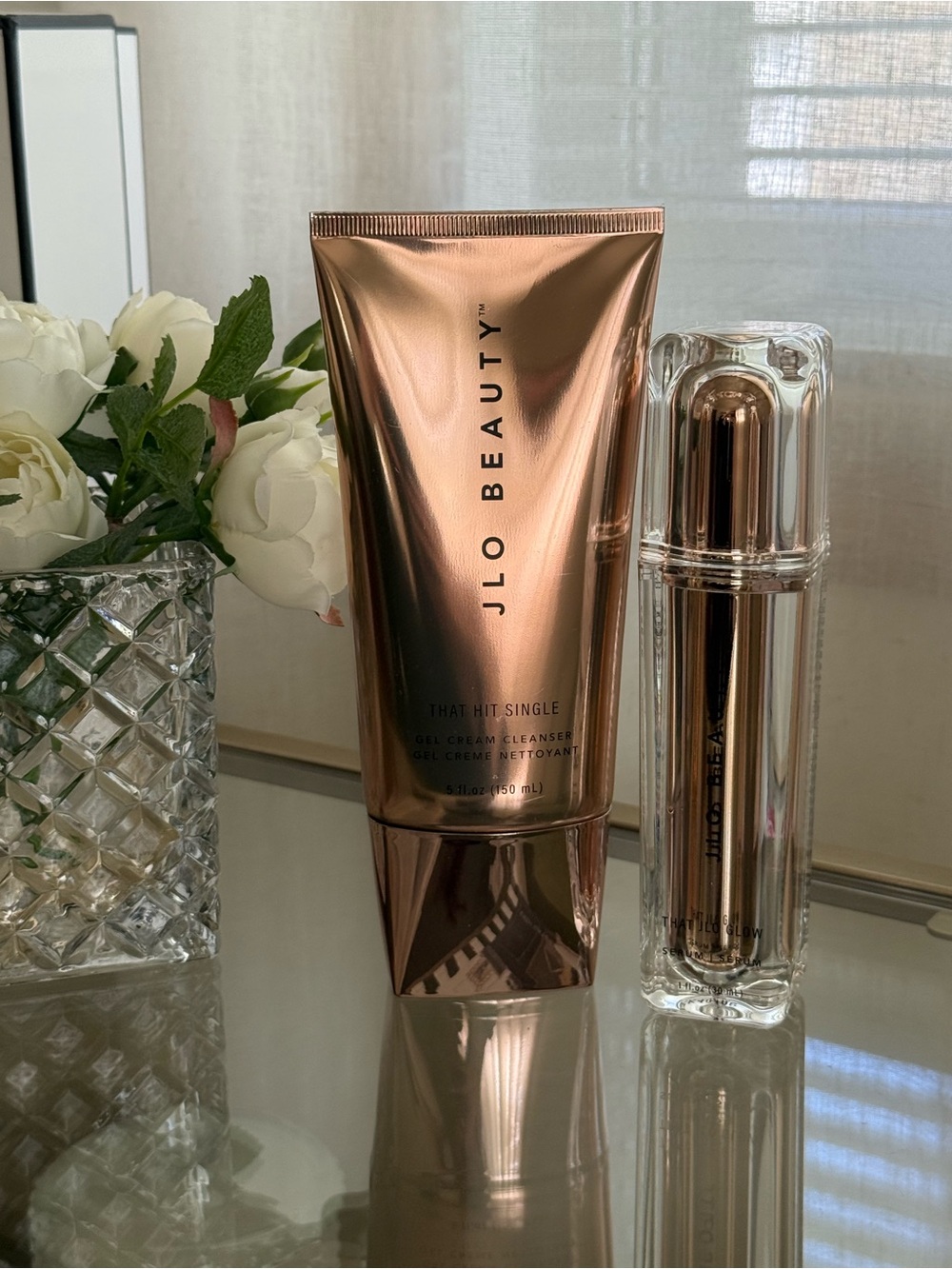 JLo Beauty Glow Serum + Gel Cream Cleanser Duo Set – Full Size New